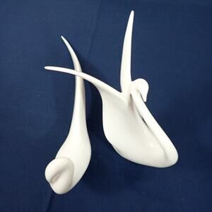 Royal Dux Bohemia White Swan Figurine Pair MCM Czech Republic Modernist 1960s